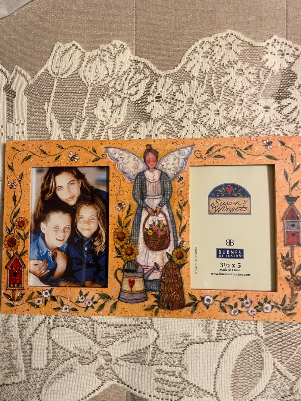 Susan Winget Burnes of Boston Orange Angel Double Picture Frame